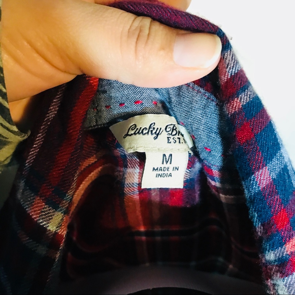 Women's Red Plaid Button-Up Shirt - Picture 5 of 10